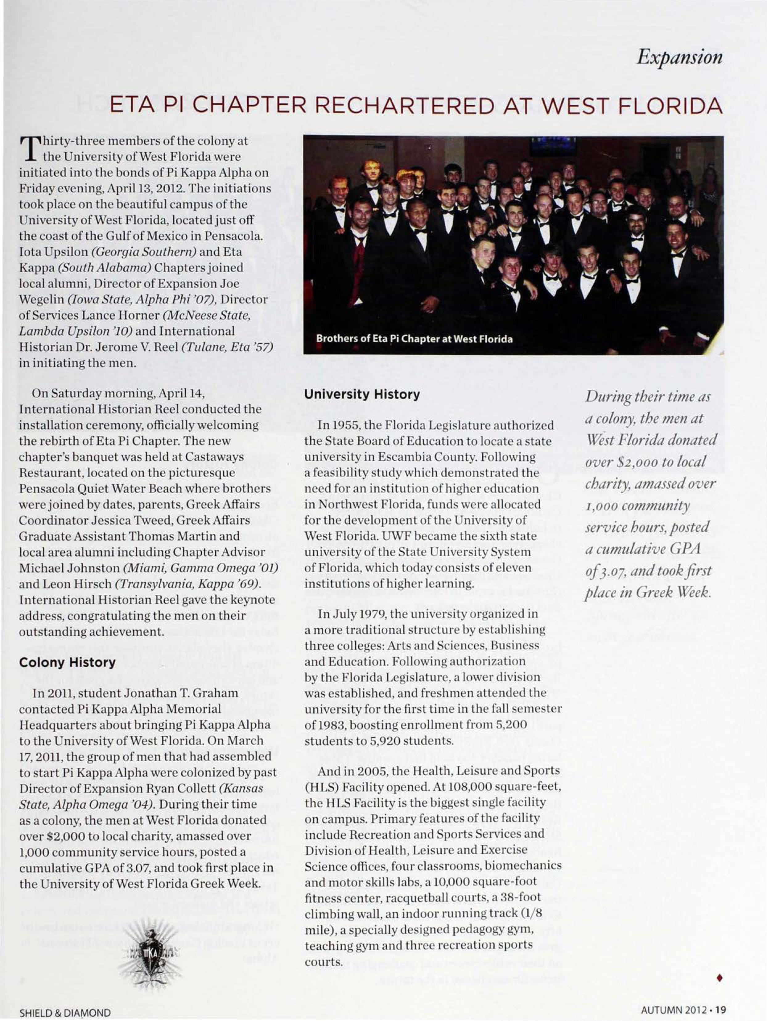 Expansion: Eta Pi Chapter Rechartered At West Florida, Autumn 2012